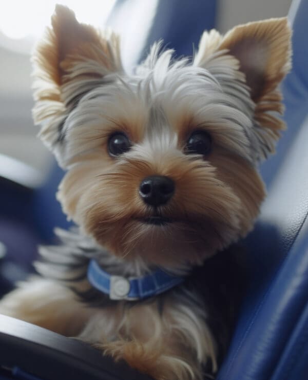 Dog In Blue Airline Seat Dog In Blue Airline Seat